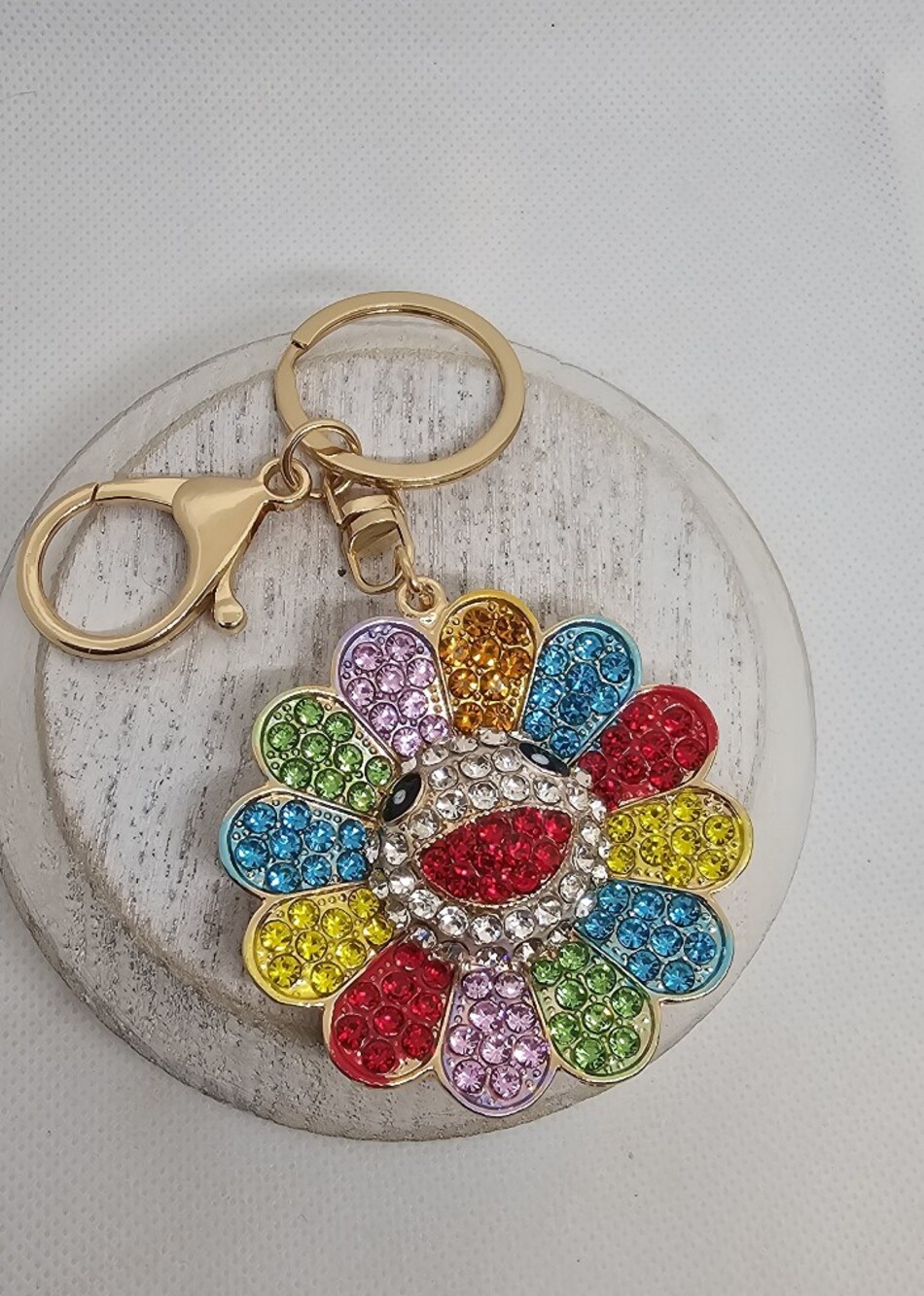 Multicolor Crystal Flower Bag Charm